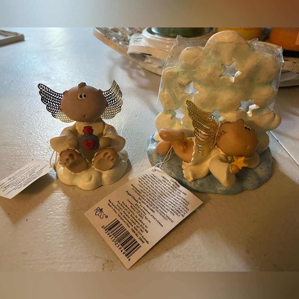 Angel Cheeks Figurine/ ornament . Cloud Tealight holder